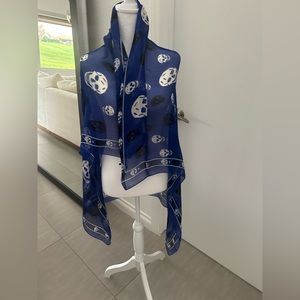 Alexander McQueen skull scarf blue black white rectangular